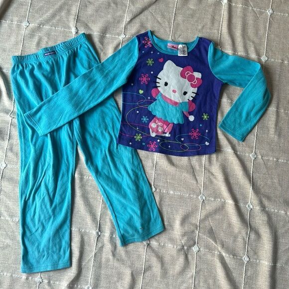 Hello Kitty Sanrio Girls 7/8 Purple Fleece HK Pajama Pants PJs Sleep Lounge - Picture 1 of 4